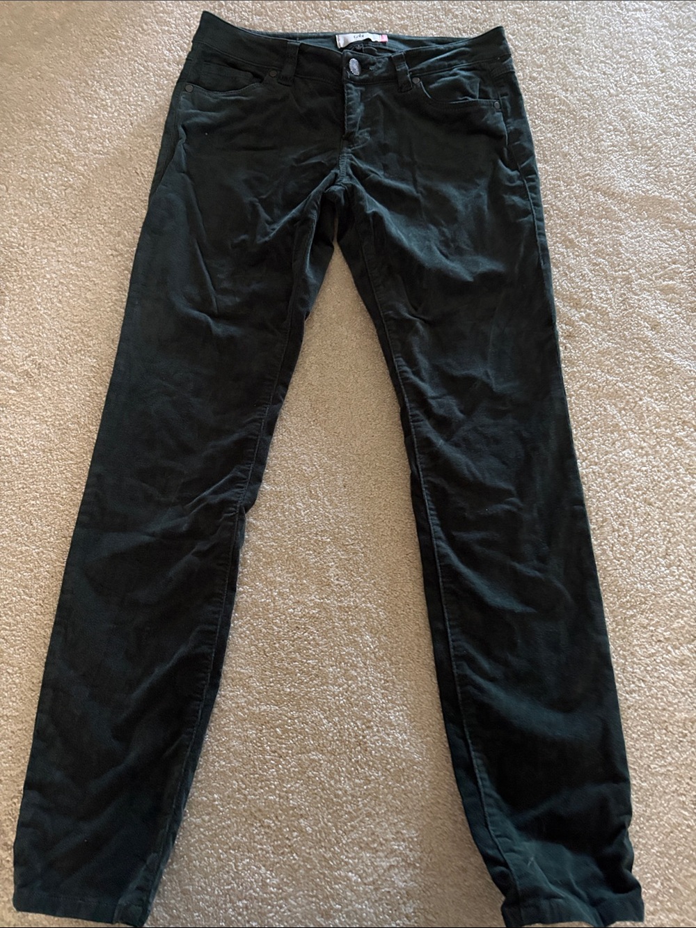 CAbi Women's Skinny corduroy Jeans in dark green